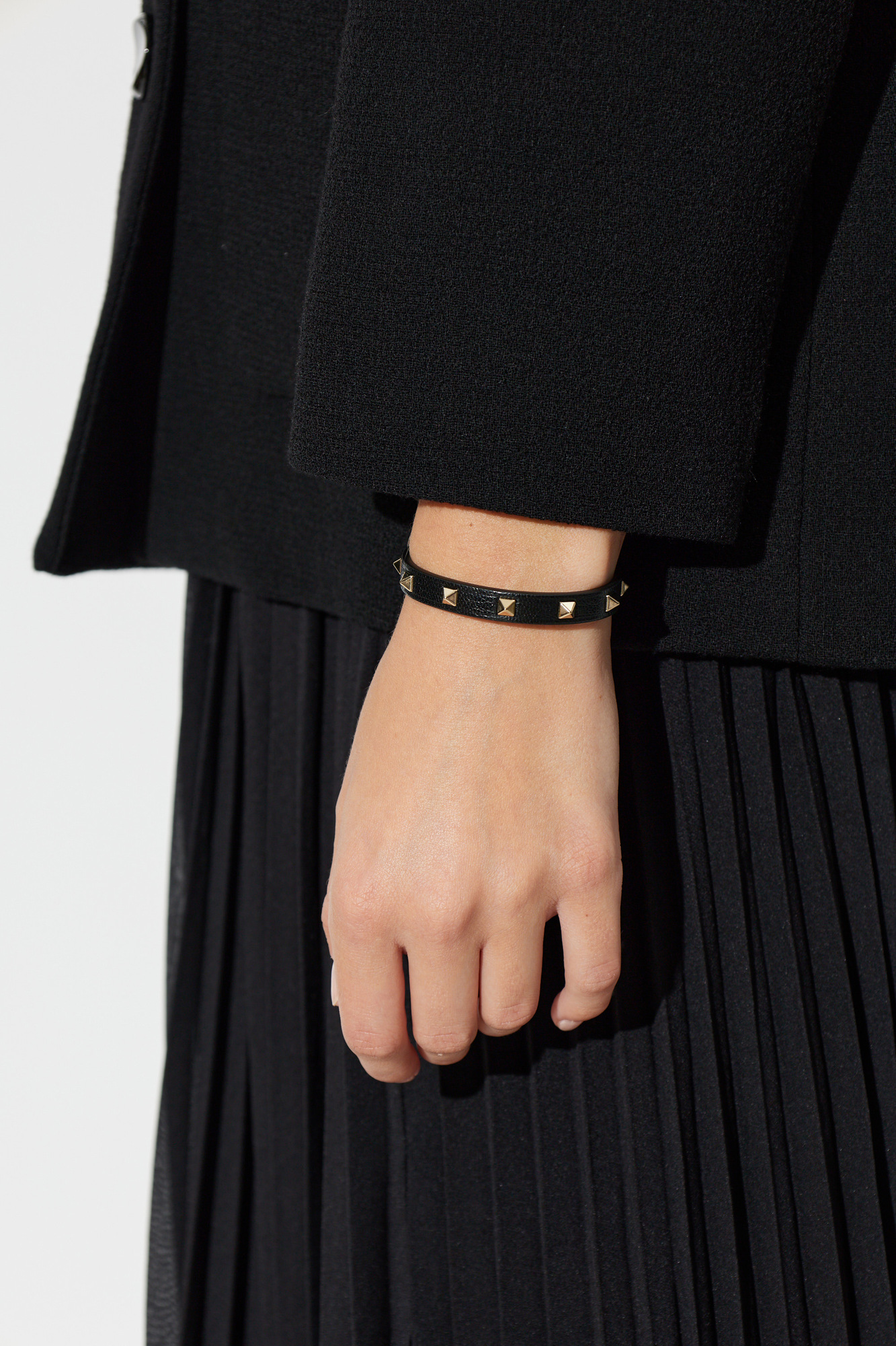 Black Leather bracelet with studs Valentino Garavani - Vitkac France